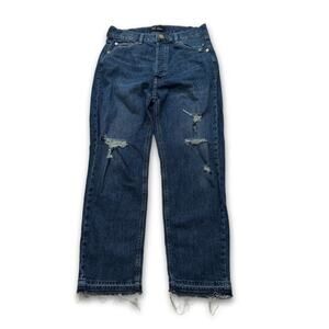 GAP Distressed High Rise Cheeky Straight Leg Jeans W/ Button Fly | Women's 10